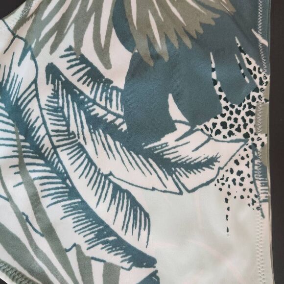 Aerie Green and Gold Print Bikini Bottoms NWT Size Small Full Coverage Bottoms - Picture 6 of 13